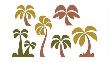 Stylized Palm Trees Set in Various Shapes and Colors vector