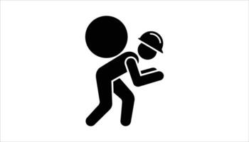 Hardworking Laborer Carrying Heavy Load Icon vector