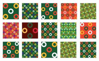 Festive collections of seamless patterns featuring rings and circles for Christmas, Xmas, and New Year. Great for holiday decor, backgrounds, wallpaper, and seasonal projects with a joyful touch. vector