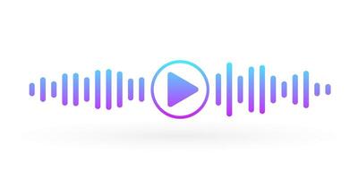 Vibrant gradient frequency wave representing audio signal. Used in podcast design, music player UI, sound system control, EQ bar or radio streaming app visuals. vector