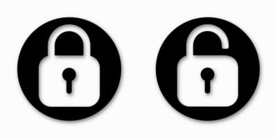 Padlock sign. Open and closed lock icons. Security, privacy, access control, password protection, data safety, authentication symbol, user permission, login icon. vector