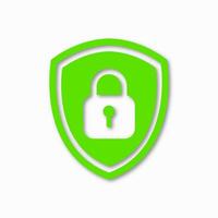 Closed padlock icon inside a shield outline. Security lock symbol representing safety and privacy. Ideal for web interface design, protection concept, antivirus or cybersecurity themes. vector