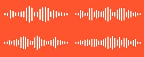 Sound wave patterns of an audio equalizer on red background. Abstract music signal perfect for radio themes, voice message designs, or interface decoration vector