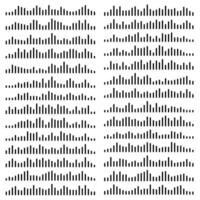 Set of sound waves and EQ icons showing voice message flow. Audio illustration with podcast and song design elements for modern media and music communication tools vector