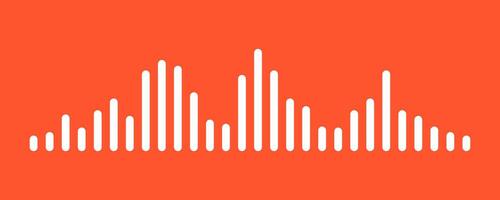 Red background with isolated sound wave from an audio equalizer. Ideal for podcast UI, media interfaces, music visualizations or communication design tools vector