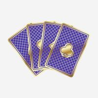 Four stylish playing cards arranged in a fan layout. Back designs feature vivid purple and lilac colors. Ideal for casino UI, game screens, or elegant gambling-related graphics. vector
