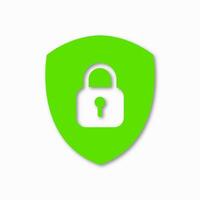 Lock symbol inside shield representing secure system. Safety icon for protection interface, privacy design, cyber security layout, antivirus shield or encryption theme in application. vector