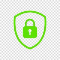 Shield symbol containing padlock icon indicating safety. Used in cyber protection layout, online privacy concept, secure access login, account safety design or antivirus shield themes. vector