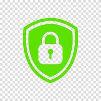 Security padlock inside shield icon symbolizing protection. Lock concept used for cybersecurity design, privacy shield, digital encryption, account safety or web interface security. vector