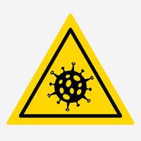 Icon of the possibility of infection with a virus. Danger. Do not enter. Icon sign of the virus on a yellow background with edging. Triangle sign. illustration on a white, isolated background. vector