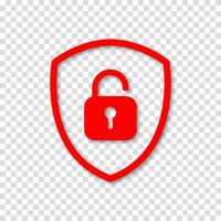 Shield icon with open padlock showing access permission, login success, data control and privacy unlock. Safety interface symbol for protection, authentication and security settings. vector