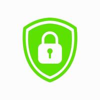 Shield with a secure padlock symbol in center. Represents protection, privacy, and safety. Common sign for online security, locked system access, data protection or digital defense. vector