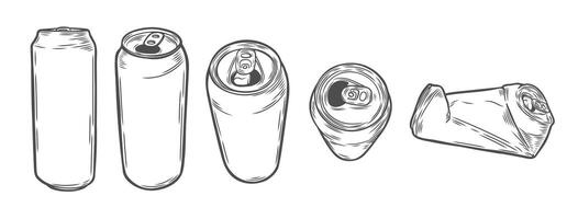 Hand drawn sketch of a beer can vector
