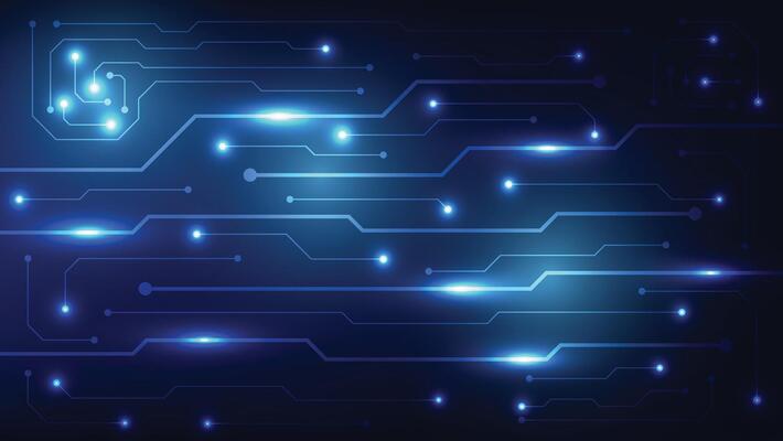 futuristic hi tech circuit board background with blue glowing light