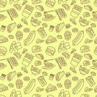 Seamless pattern with food and drink vector