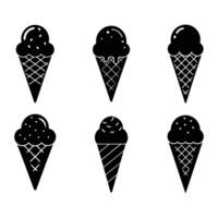 set of ice cream, ice cream cone icon collection vector