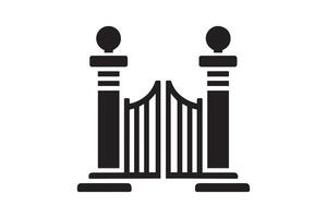 Gated entrance gate icon illustration vector