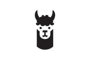 Llama head icon, black and white, on a white background vector