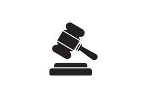 A black and white image of a gavel on a table vector