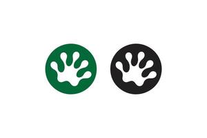 Two black and green hand prints on a white background vector