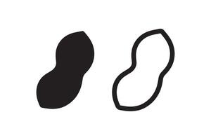Two black and white images of a peanut vector