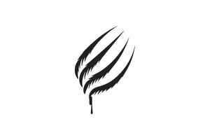 A black and white drawing of a feather vector