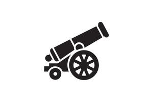A black and white icon of a cannon on a white background vector