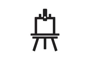 A black and white image of a easel with a paintbrush vector