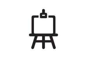 A black and white image of an easel with a canvas vector