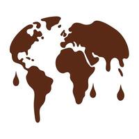 Chocolate World Map Concept with Dripping Effect vector