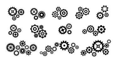 Gear wheel concept. Gears mechanism. Flat machinery technology composition with cogwheel symbols for teamwork and workflow concepts. Engine technical rotation. set vector