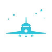Landing Space Shuttle Icon. Front View. Isolated on white background. From blue icon set. vector