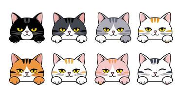 Adorable Cat Illustrations in Different Fur Patterns and Expressions vector