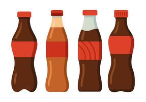 Creative Soft Drink Bottle Designs with Red Branding and Different Styles vector