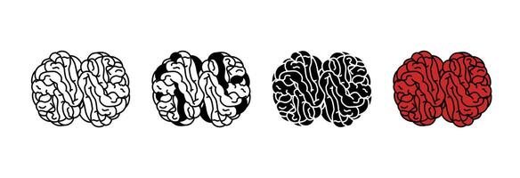 Illustration of the brain in different shapes. vector
