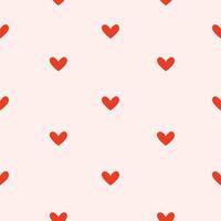 Minimal seamless heart pattern in soft red on beige background. Simple and elegant design for Valentine's Day, Mother's Day, romantic decor, wrapping paper or greeting cards. Flat illustration. vector
