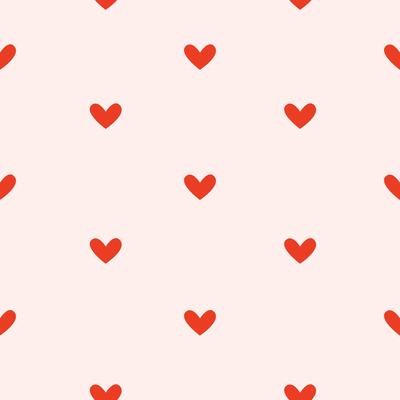 Minimal seamless heart pattern in soft red on beige background. Simple and elegant design for Valentine's Day, Mother's Day, romantic decor, wrapping paper or greeting cards. Flat illustration.