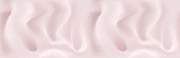 Soft folds of silk with holes seamless horizontal border. Beautiful pink texture of fabric against a background of smooth folds. Realistic illustration design. vector