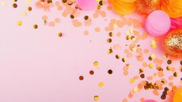 Pastel confetti bursting against soft of backdrop, generating playful, joyful mood blue celebration photo