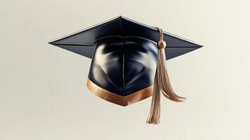 Gold tassel draped over graduation cap, symbolizing academic achievement, learning educational success photo