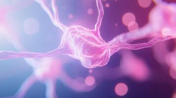 3d illustration depicting a cell synapses body with dendrites and neuron transmitting signals against a vibrant, abstract background photo