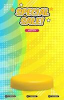 special discount sale template banner with blank space 3d podium with abstract gradient background vector
