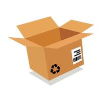 Empty Brown Cardboard Box with Recycle Symbol illustration with white background vector