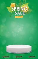 spring discount sale template banner with blank space 3d podium with abstract gradient background design vector
