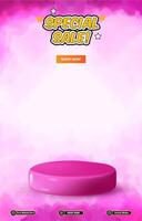 special sale banner with 3d podium with pink abstract gradient background vector