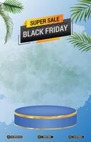 super sale template banner with blank space 3d podium for product sale with abstract gradient background design vector
