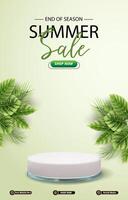 summer sale template banner with 3d podium for product sale with abstract gradient white background design vector