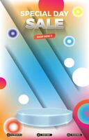 special discount sale banner with blank space 3d podium with abstract gradient background design vector