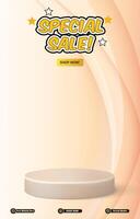 special discount sale template with 3d podium with abstract gradient background vector