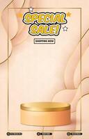 special sale template banner with blank space 3d podium with abstract gradient background design vector